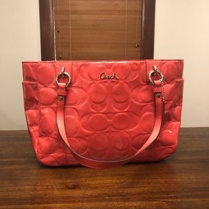 Coach melon/coral patent shoulder bag